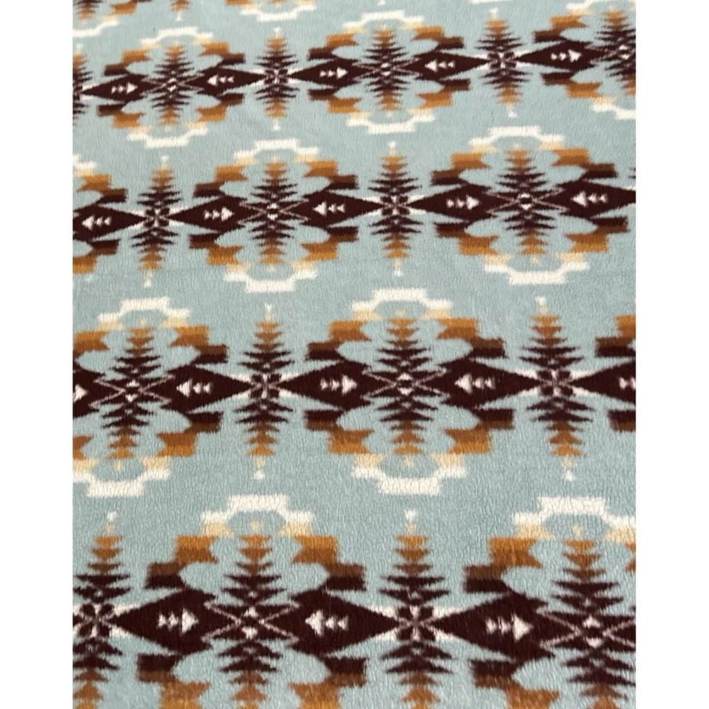 Pendleton Sherpa Fleece Blanket Aztec Legend Lake Aqua Blue Sky Southwest - Picture 2 of 13